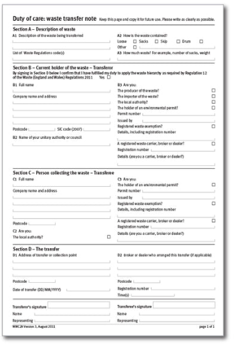 What Is a Waste Transfer Note and When Do You Need One?