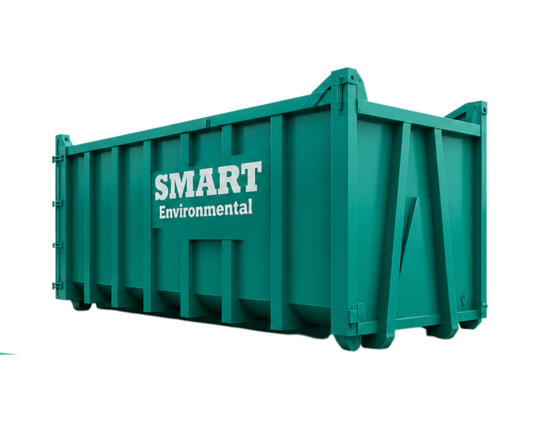 Open roll-on roll-off skip available for commercial and construction waste. Open roll-on roll-off skip available for commercial and construction waste.